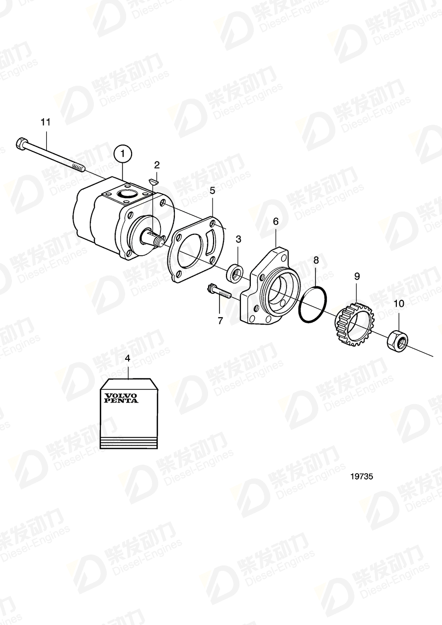 volvo penta Gear 3586608 Drawing